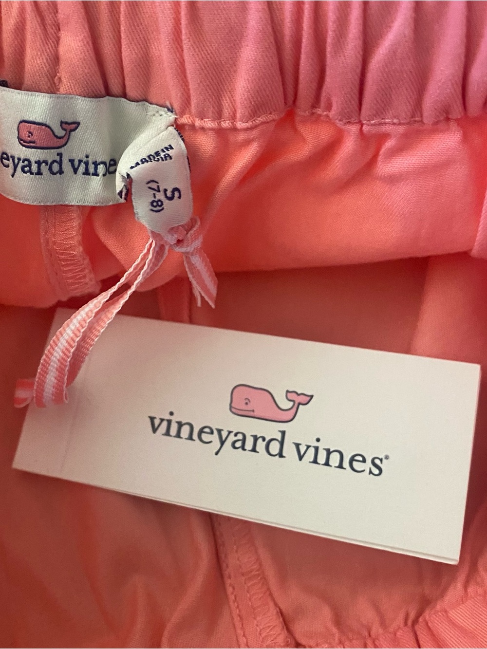 Vineyard Vines Girls Pink Drawstring Cotton Twill Shorts - Picture 8 of 9